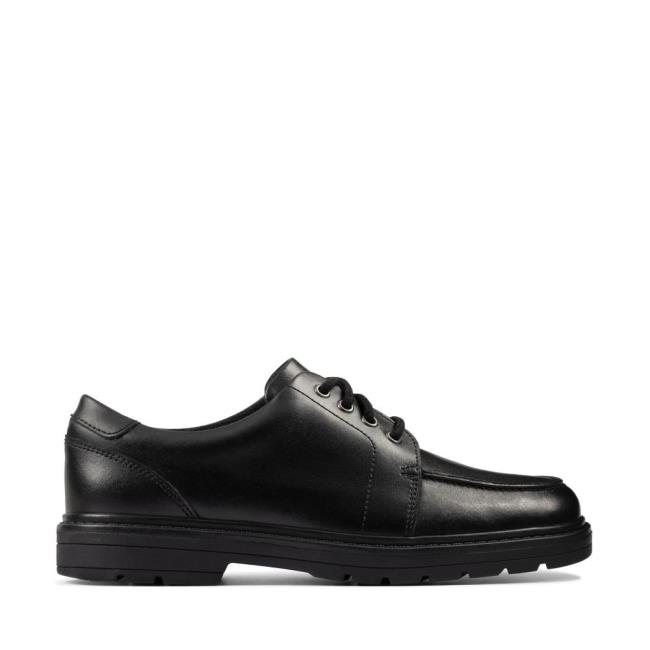 Sapatos Escolares Clarks Loxham Pace Youth Menino Pretas | CLK653UNW