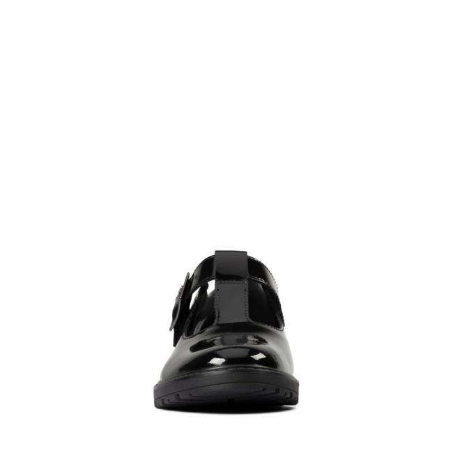 Sapatos Escolares Clarks Loxham Shine Youth Menina Pretas | CLK386MJP