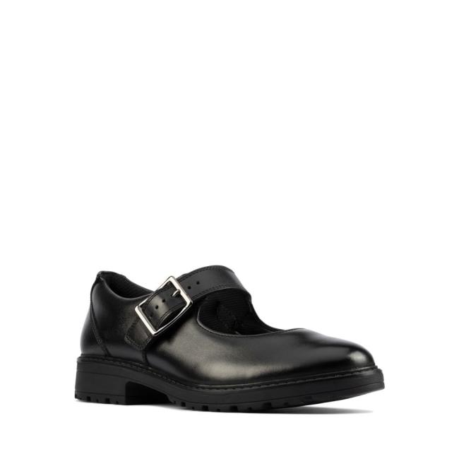 Sapatos Escolares Clarks Loxham Walk Youth Menina Pretas | CLK385IVC