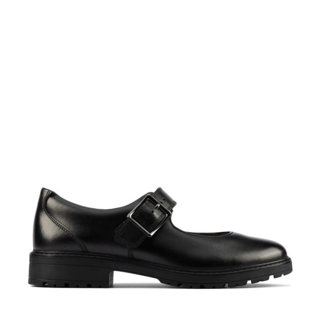 Sapatos Escolares Clarks Loxham Walk Youth Menina Pretas | CLK385IVC