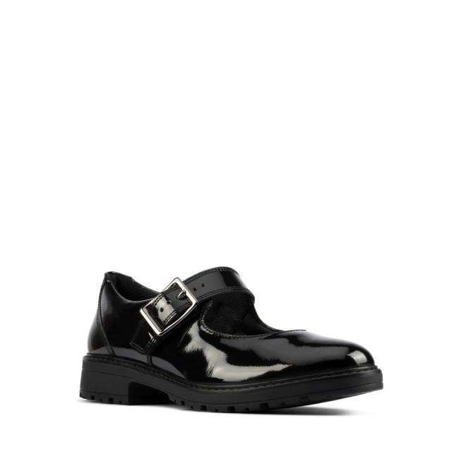 Sapatos Escolares Clarks Loxham Walk Youth Menina Pretas | CLK603OPK