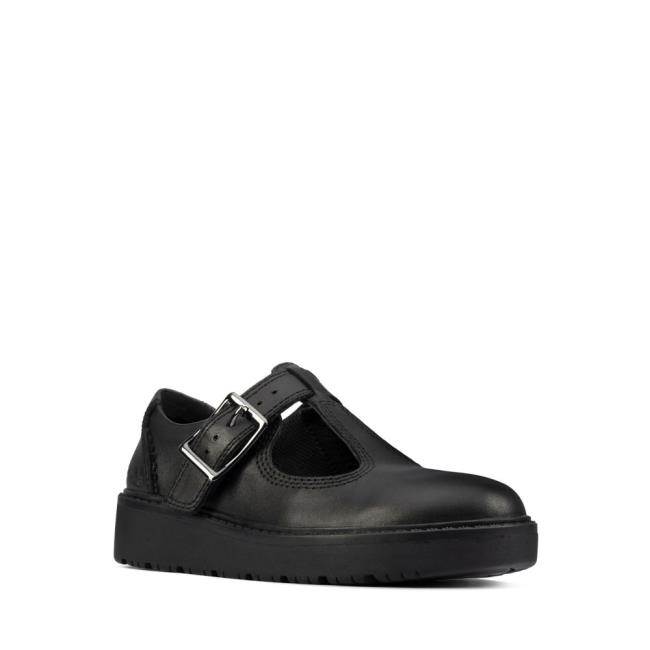 Sapatos Escolares Clarks Plain Move Kid Menina Pretas | CLK820UVM