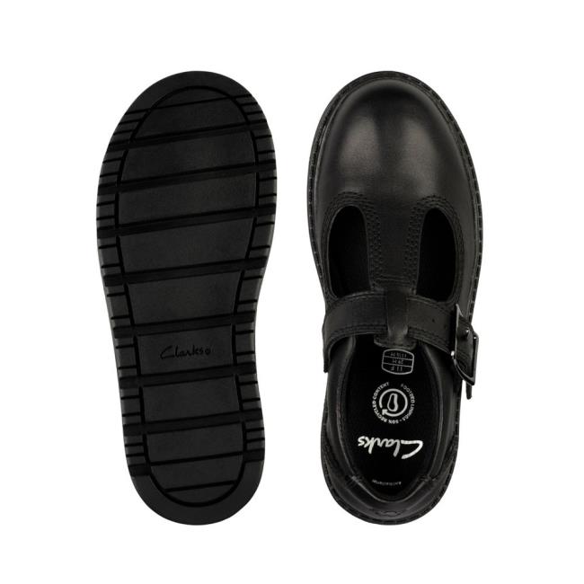 Sapatos Escolares Clarks Plain Move Kid Menina Pretas | CLK820UVM