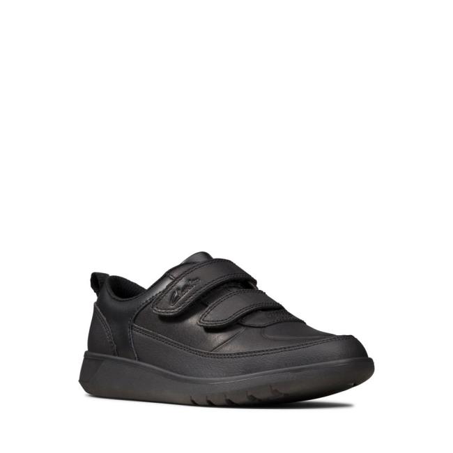 Sapatos Escolares Clarks Scape Flare Kid Menino Pretas | CLK052YWC