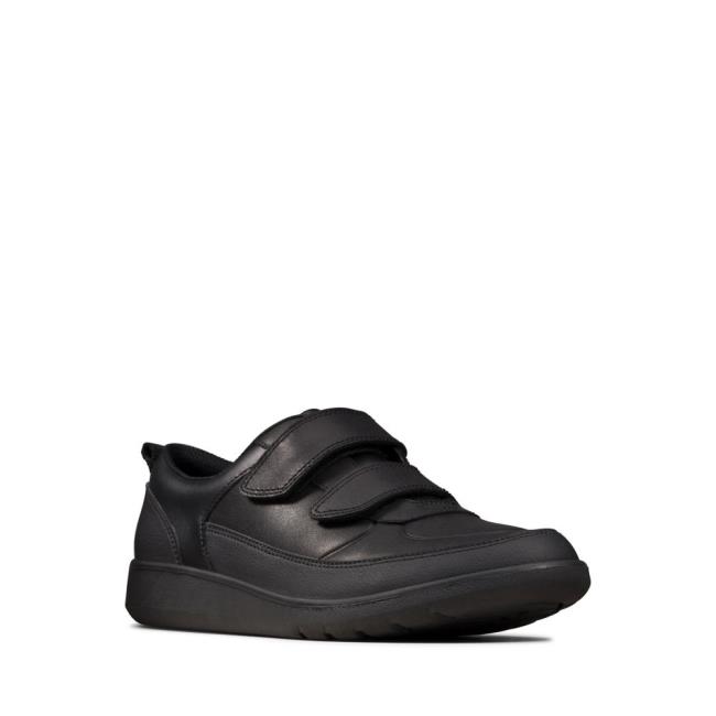 Sapatos Escolares Clarks Scape Flare Youth Menino Pretas | CLK875KGC