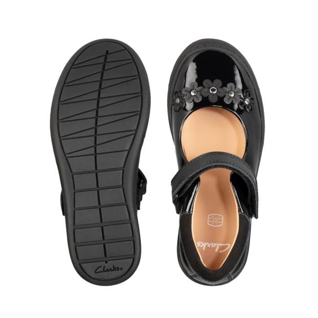 Sapatos Escolares Clarks Scooter Jump Kid Menina Pretas | CLK521OLG