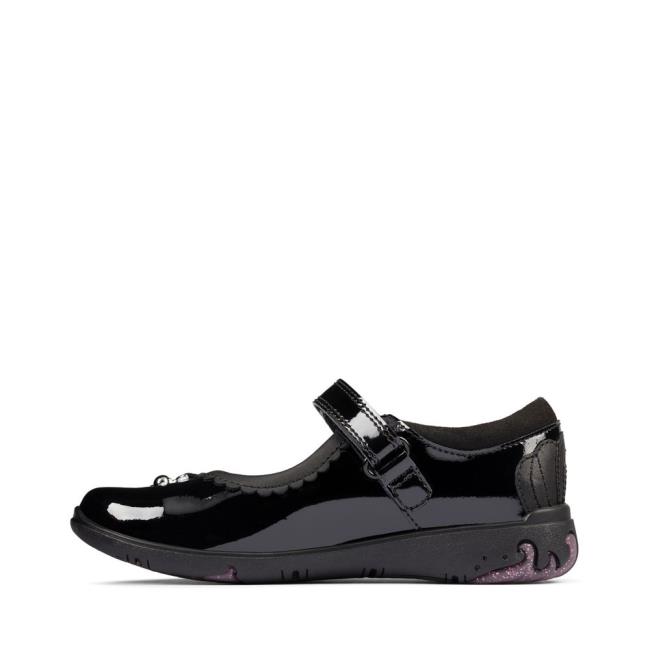 Sapatos Escolares Clarks Sea Shimmer Kid Menina Pretas | CLK186KTZ