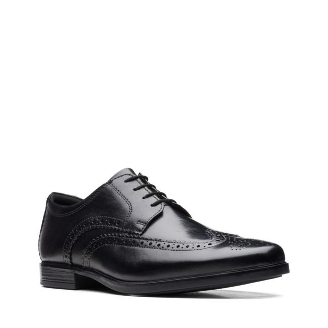 Sapatos Pretos Clarks Howard Wing Masculino Pretas | CLK607KZV