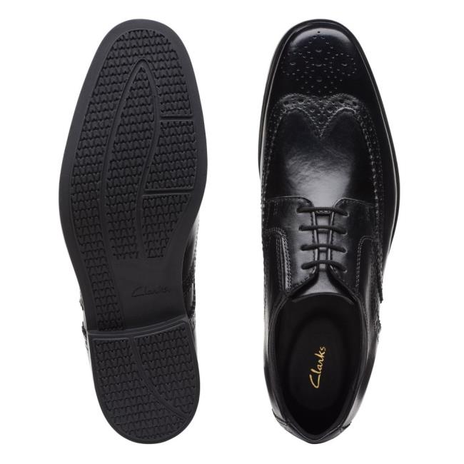 Sapatos Pretos Clarks Howard Wing Masculino Pretas | CLK607KZV