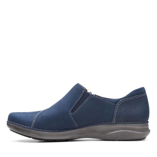 Sapatos Rasos Clarks Appley Zip Feminino Azul Marinho | CLK605UZS