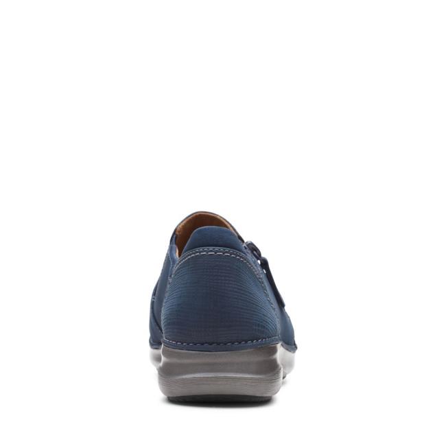 Sapatos Rasos Clarks Appley Zip Feminino Azul Marinho | CLK605UZS