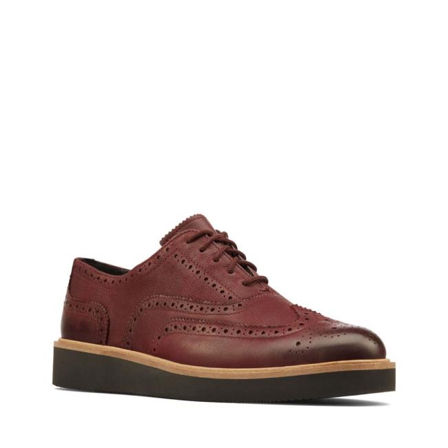 Sapatos Rasos Clarks Baille Brogue Feminino Bordeaux | CLK086XKI