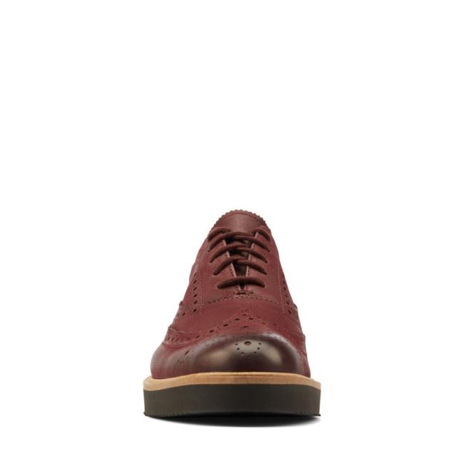 Sapatos Rasos Clarks Baille Brogue Feminino Bordeaux | CLK086XKI