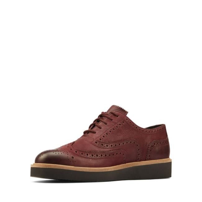 Sapatos Rasos Clarks Baille Brogue Feminino Bordeaux | CLK086XKI