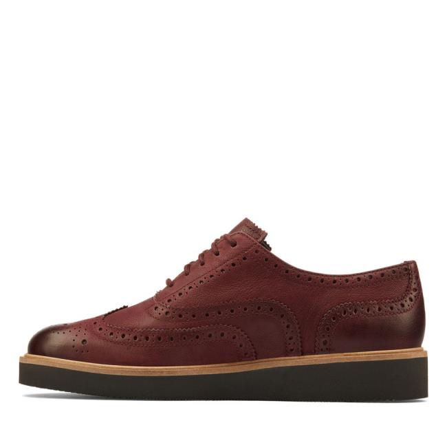 Sapatos Rasos Clarks Baille Brogue Feminino Bordeaux | CLK086XKI