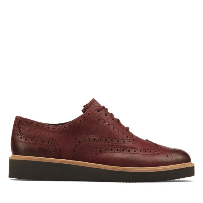 Sapatos Rasos Clarks Baille Brogue Feminino Bordeaux | CLK086XKI