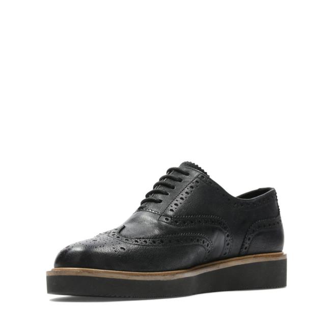 Sapatos Rasos Clarks Baille Brogue Feminino Pretas | CLK623ZQA