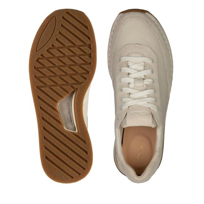 Sapatos Rasos Clarks Craft Run Renda Feminino Branco | CLK217FUN