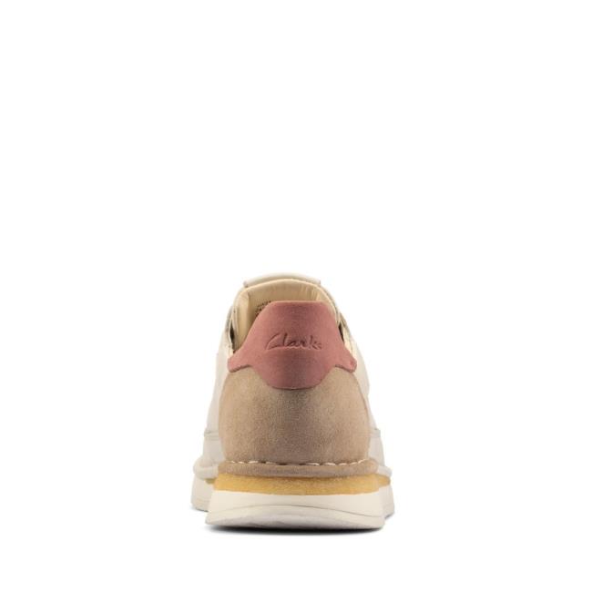 Sapatos Rasos Clarks Craft Run Renda Feminino Branco Rosa | CLK928DHU