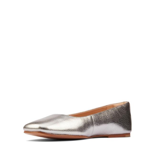 Sapatos Rasos Clarks Pure Ballet 2 Feminino Metal | CLK182GPF