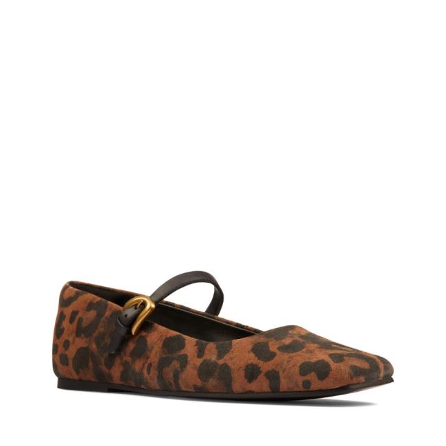 Sapatos Rasos Clarks Pure T bar Feminino Leopardo | CLK348XDV