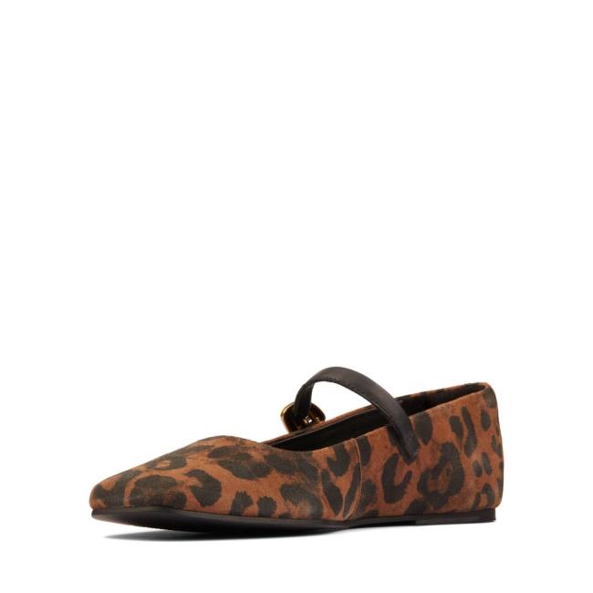 Sapatos Rasos Clarks Pure T bar Feminino Leopardo | CLK348XDV