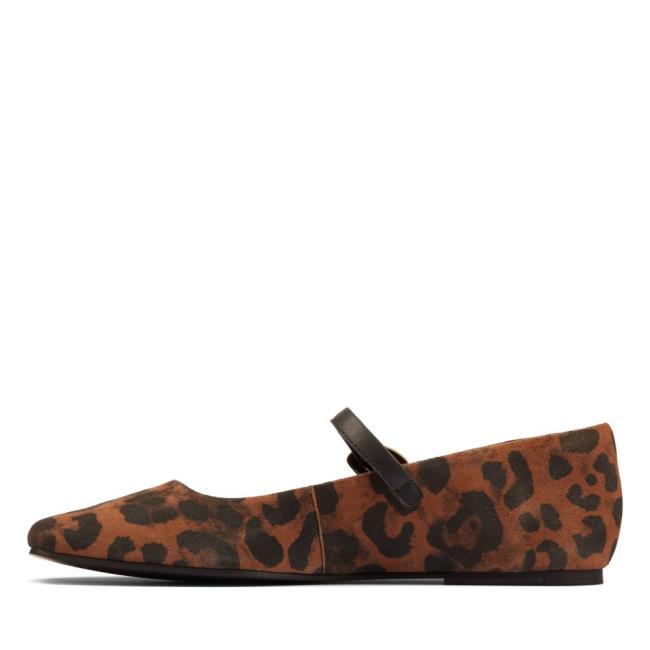 Sapatos Rasos Clarks Pure T bar Feminino Leopardo | CLK348XDV