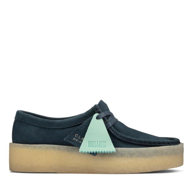 Sapatos Rasos Clarks Wallabee Cup Feminino Azuis | CLK846EWI