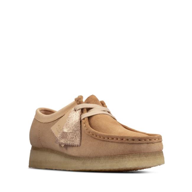 Sapatos Rasos Clarks Wallabee Feminino Luz Marrom | CLK687ARM