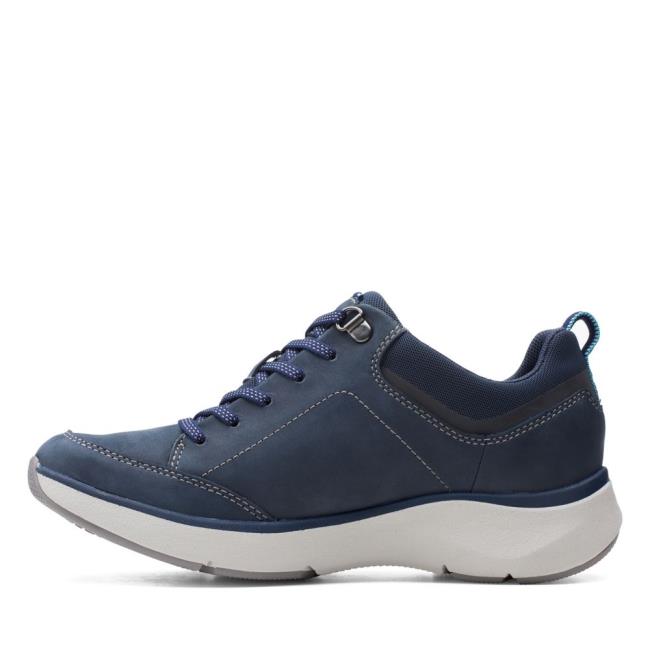 Sapatos Rasos Clarks Wave 2.0 Renda. Feminino Azul Marinho | CLK362ILO