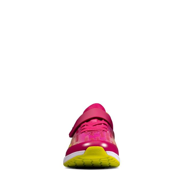 Tenis Clarks Aeon Pace Kid Menina Rosa Luz Verdes | CLK152GFS