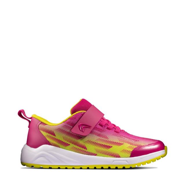 Tenis Clarks Aeon Pace Kid Menina Rosa Luz Verdes | CLK152GFS