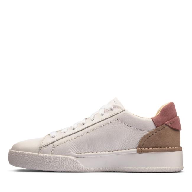 Tenis Clarks Craft Cup Renda Feminino Branco Rosa | CLK079IXS