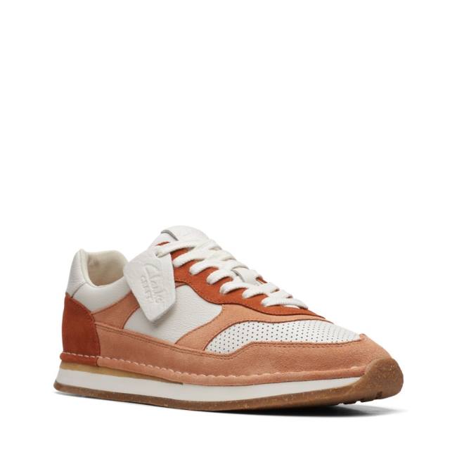 Tenis Clarks Craft Run Tor Masculino Branco Laranja | CLK691KJF