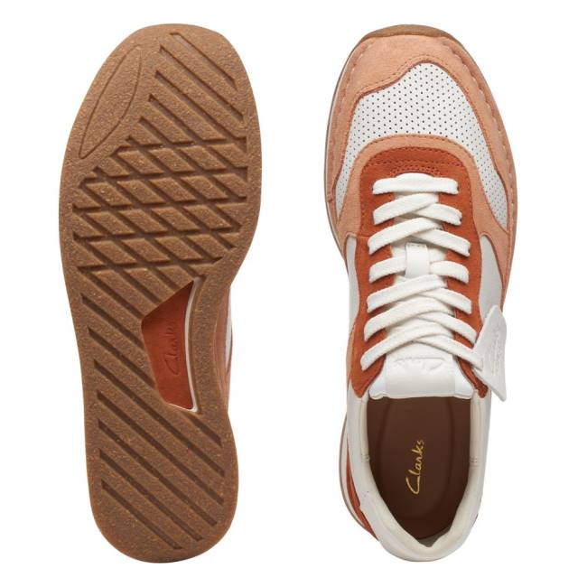 Tenis Clarks Craft Run Tor Masculino Branco Laranja | CLK691KJF