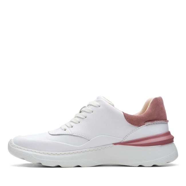 Tenis Clarks Sprint Lite Renda Feminino Branco Rosa | CLK587YGU